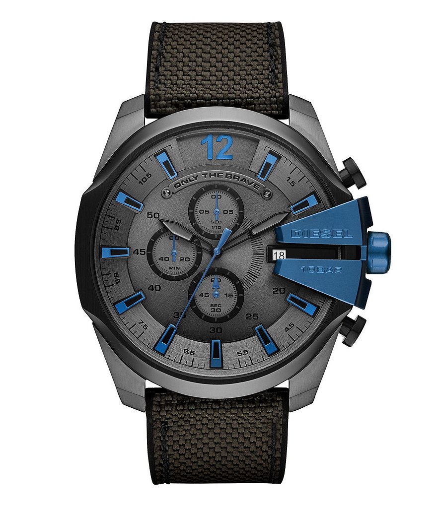 Diesel Men's Mega Chief Chronograph Black and Gray Nylon Watch
