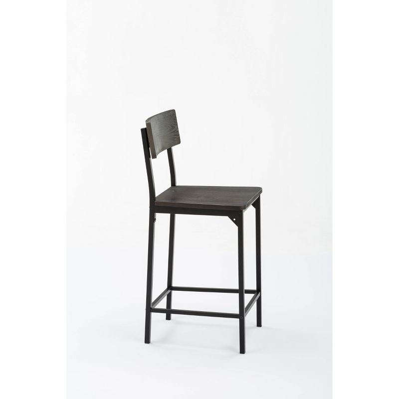 Set of 2 24" Americano Counter Height Barstool Walnut Finish Distressed Black - Boraam