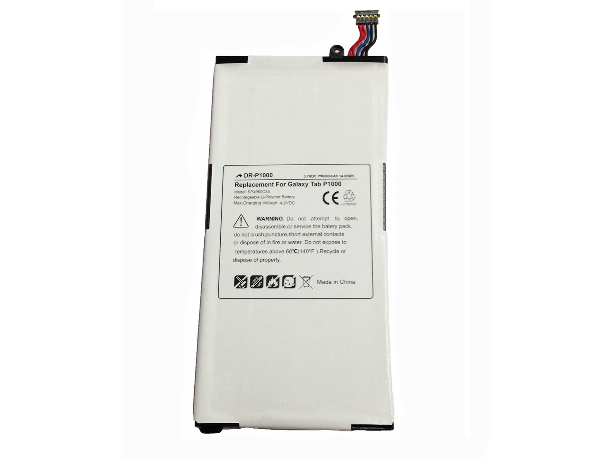 Replacement SP4960C3A Battery for Samsung i800 (SCH-I800), i987 (SGH-I987), P1000 (GT-P1000), P1010 (GT-P1010), P100 (SPH-P100), T849 (SGH-T849) Galaxy Tab Tablets with Installation Tools