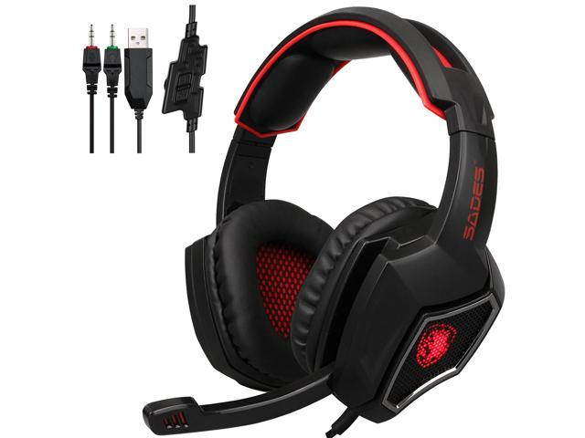 SADES Spirit Wolf 3.5mm Wired Gaming Headset with Microphone, Deep Bass Over-the-Ear Noise Isolating, Volume Control, PC Boseqc