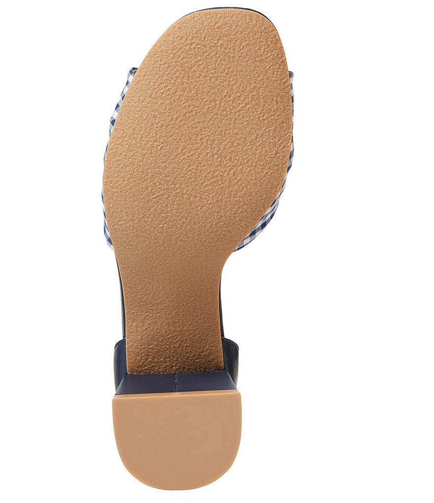 Jack Rogers Abigail Gingham Knotted Ankle Strap Block Heel Sandals