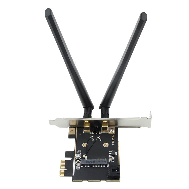 Fenvi FV-101 Mini PCI-E Wi-Fi Card To PCI-E Wireless Desktop Adapter Converter, Mini PCI-E to PCI Express, 2x Antenna + Low Profile Bracket For Half Size Mini PCI-E Wifi Bluetooth Card Intel 7260HMW