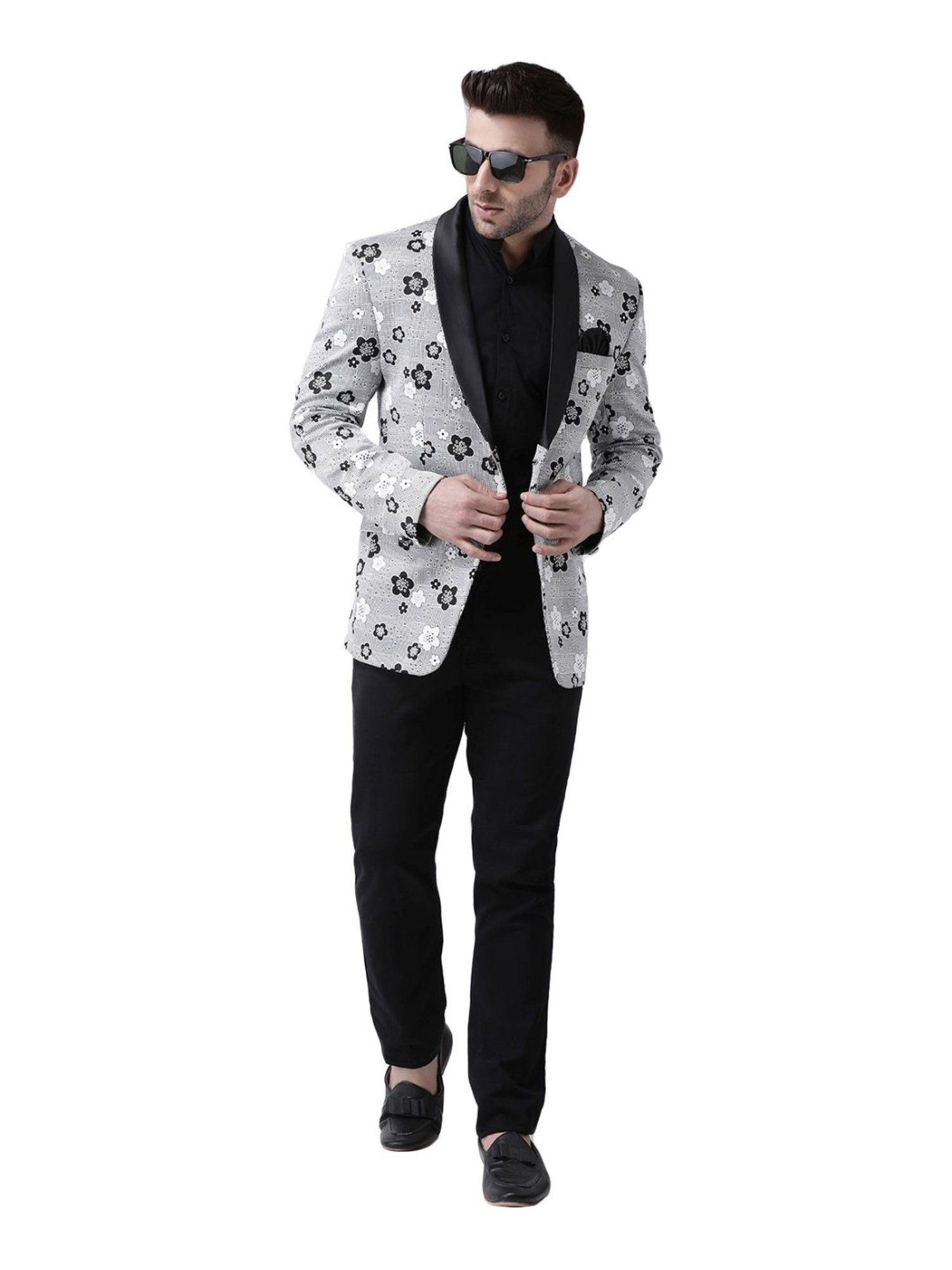 Hang Up Grey Regular Fit Jacquard Blazer