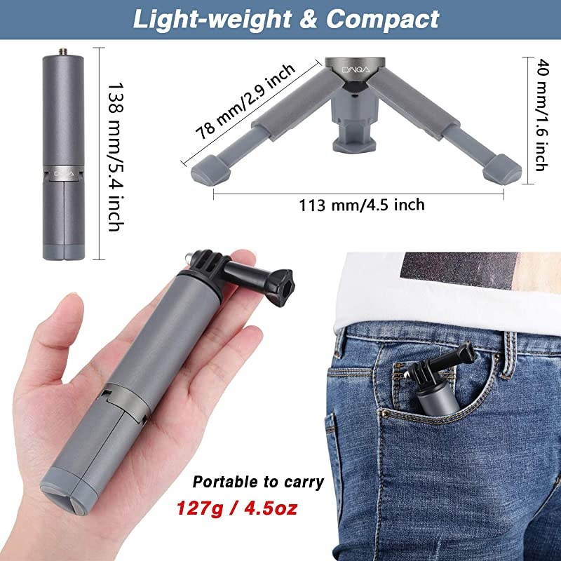 Osmo Action Mini Tripod: Go pro Hand Grip Extension Pole/Portable Waterproof Monopod Stick & Volgging Tabletop Stand Tripod for GoPro Hero/Osmo Mobile/Gimble/xiao yi/Any Cameras up to 4.6 lbs