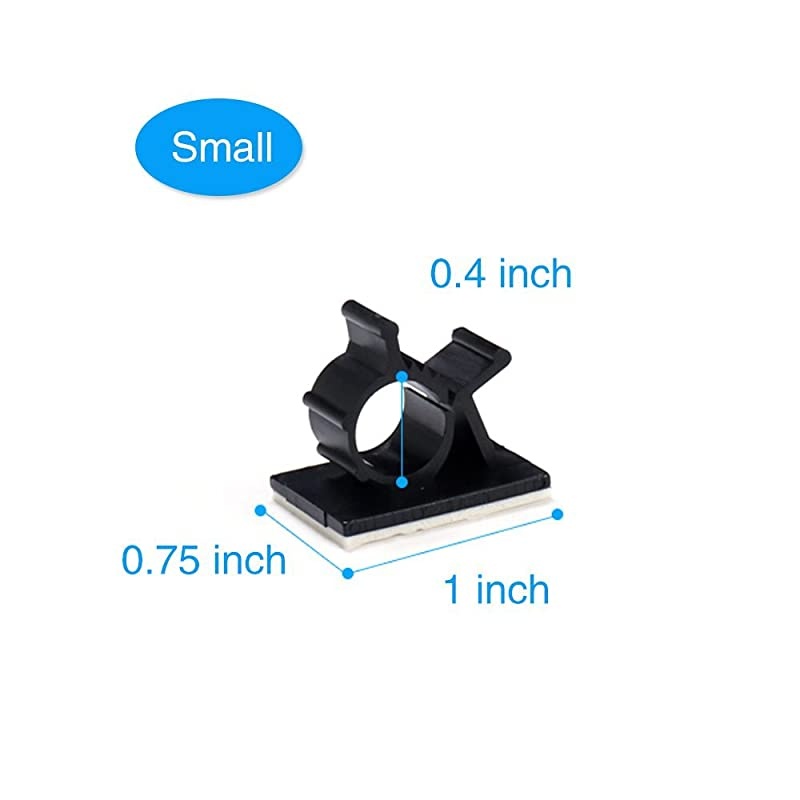 Adhesive Cable Clips Adjustable Wire Clamps Cable Tie Holders for Desk Wall Computer Electrical Cord (Black,3 Sizes,60 Pcs)