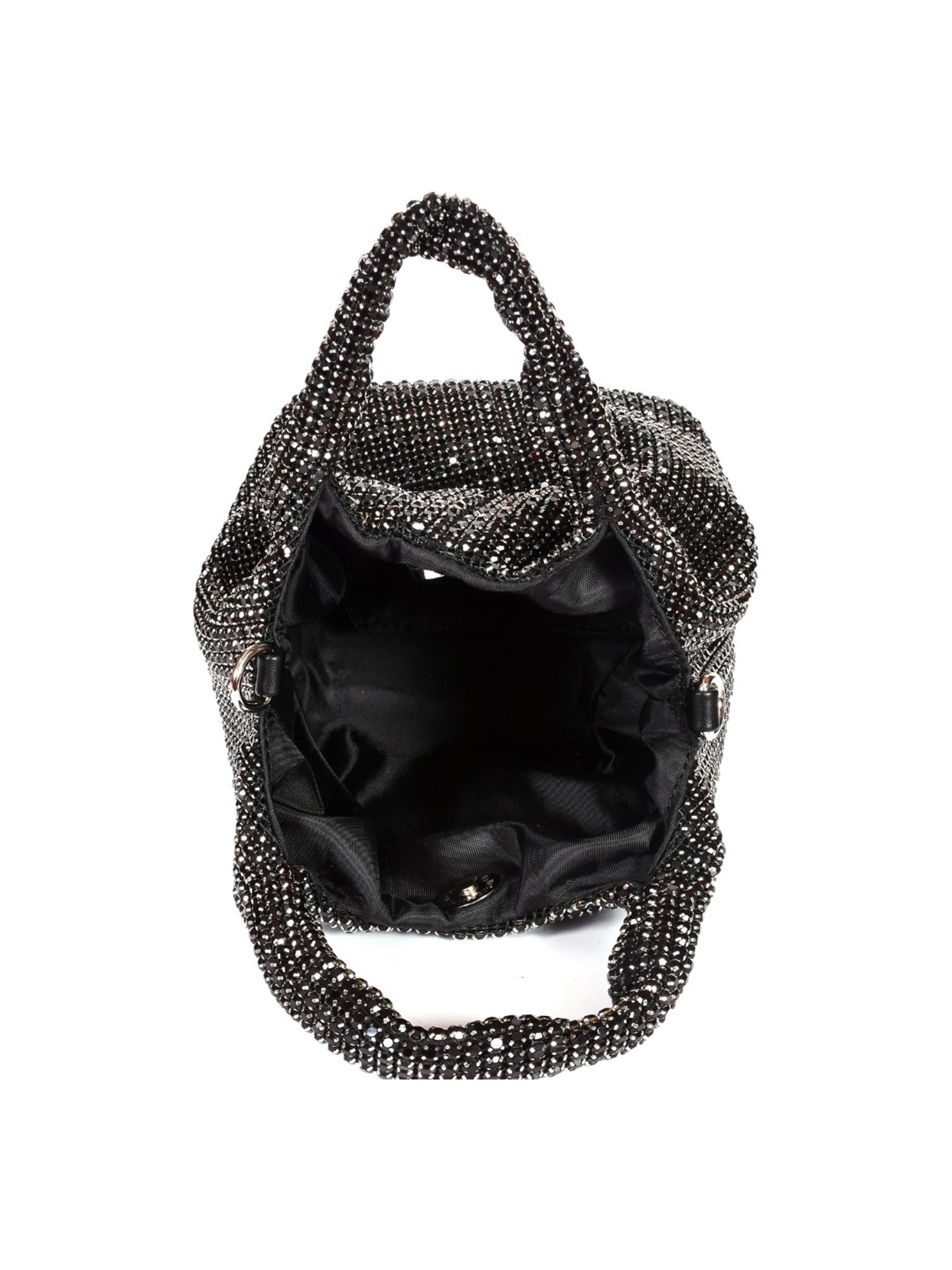 SASSORA RIM Black Leather Embellished Medium Handbag