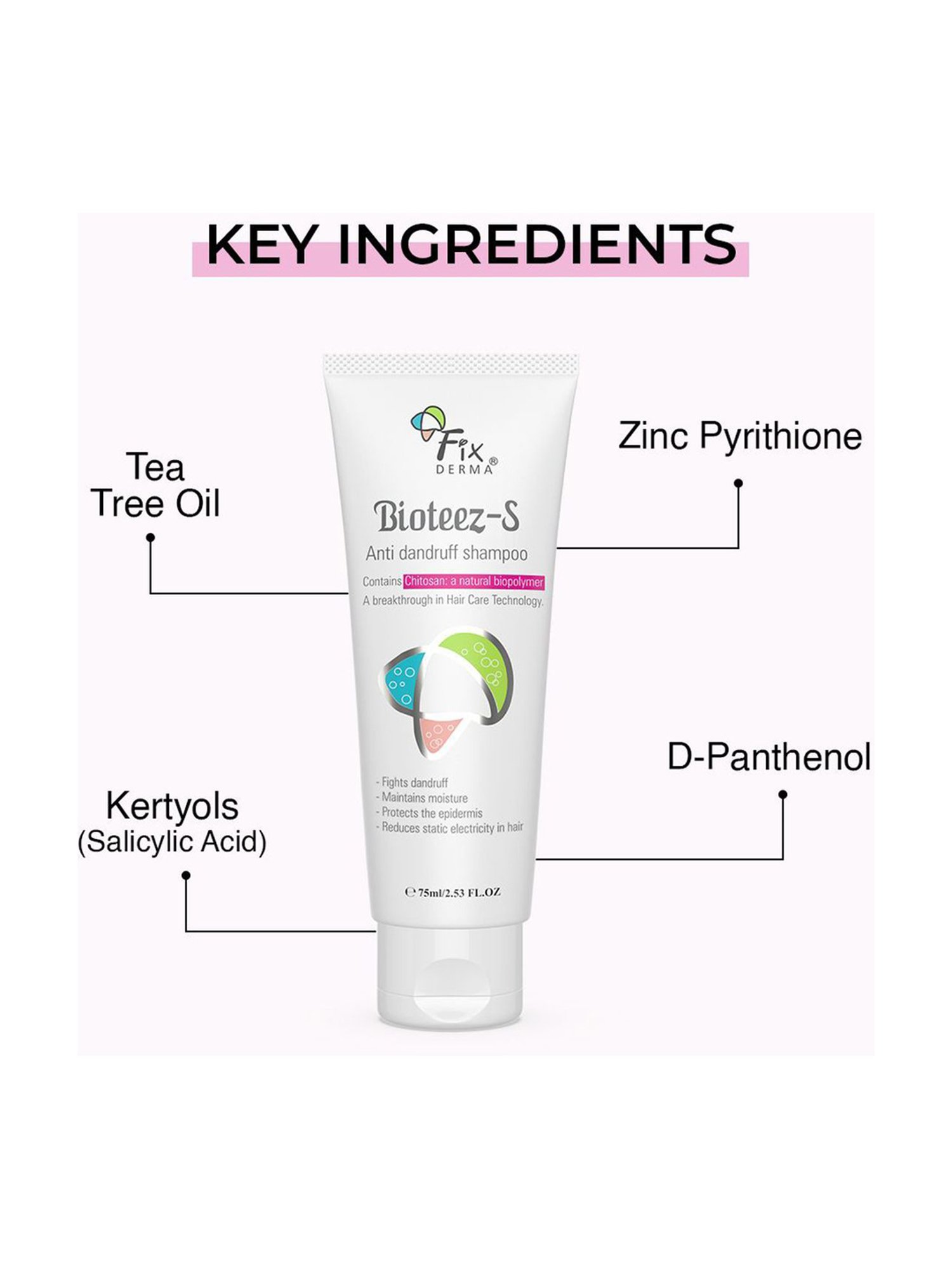 Fixderma Bioteez-S, Anti Dandruff Shampoo - 75 ml