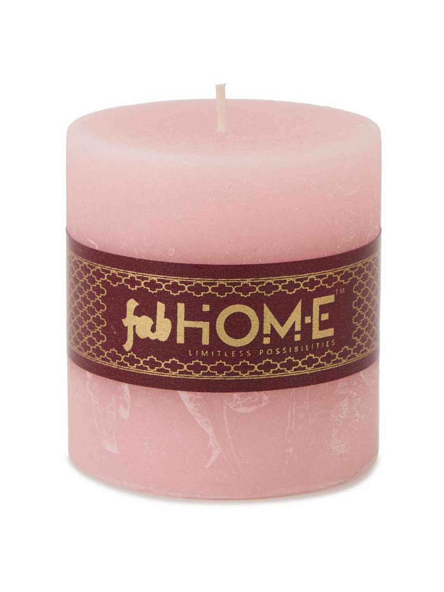 Fabindia Home Rose Pink Wax Pillar Candle