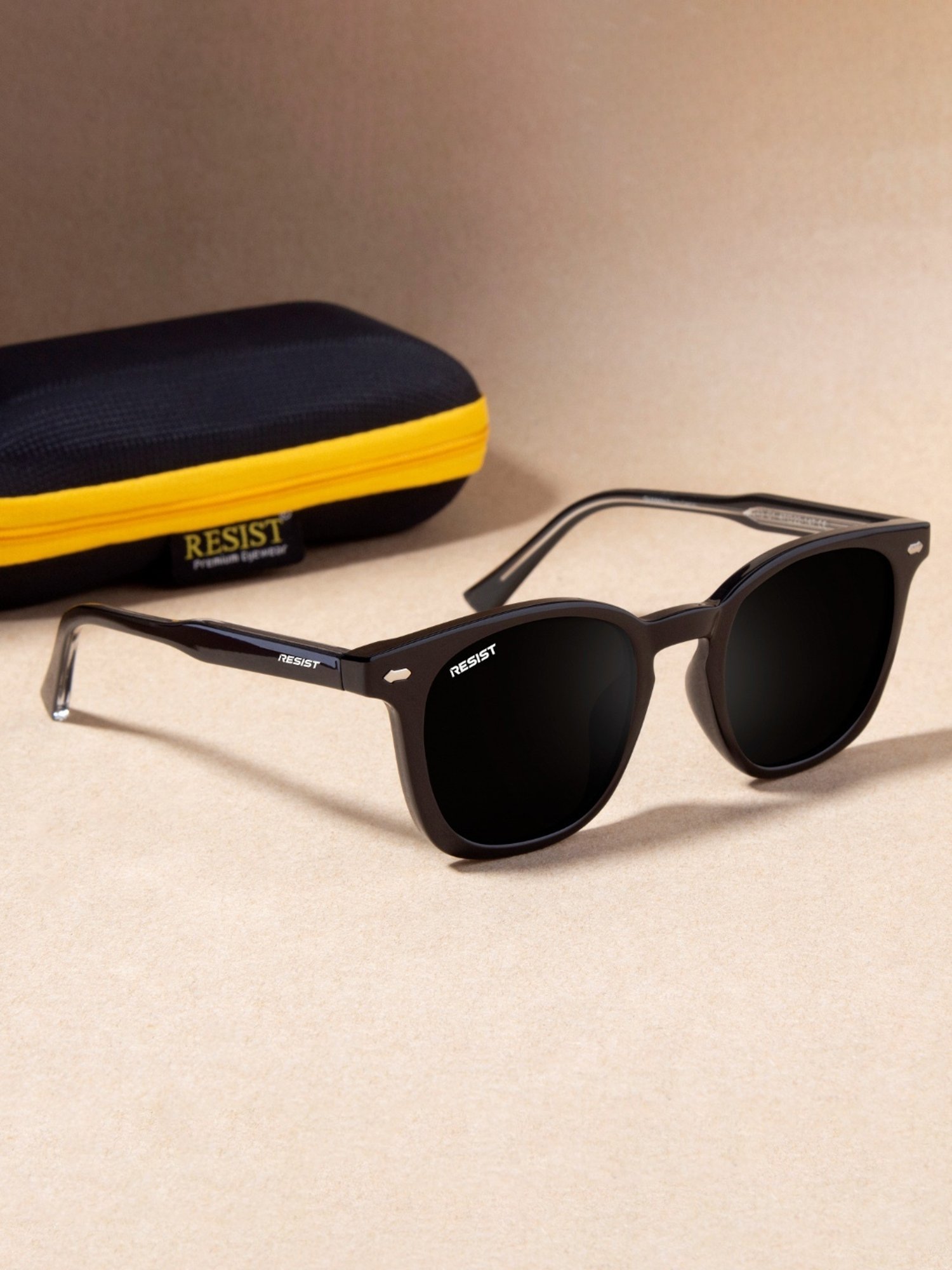 Resist Eyewear Black Wayfarer uv protected Unisex Sunglasses