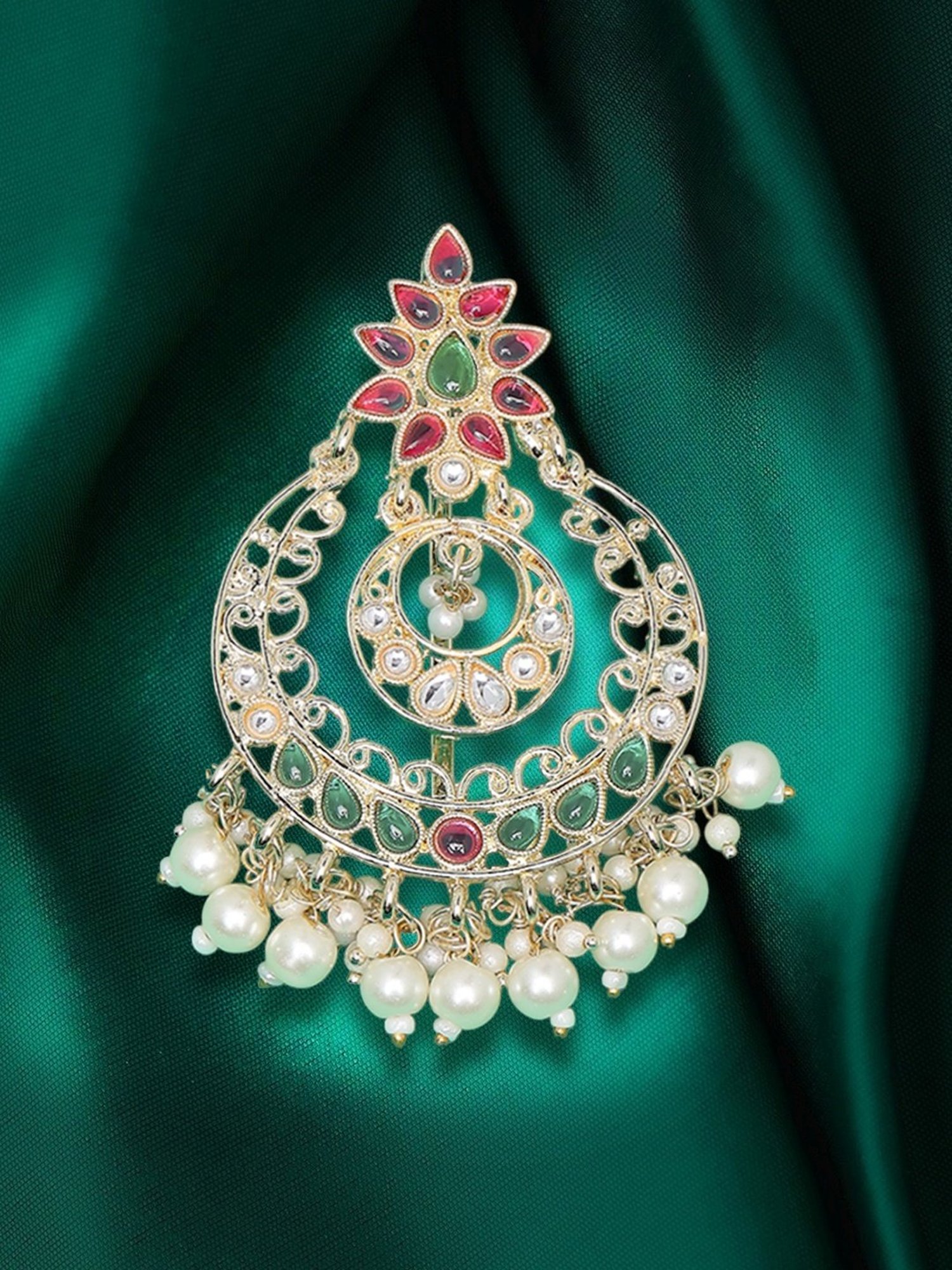 OOMPH Gold Tone Ethnic Floral Design Hair Bun Pin Juda Pin Jadau