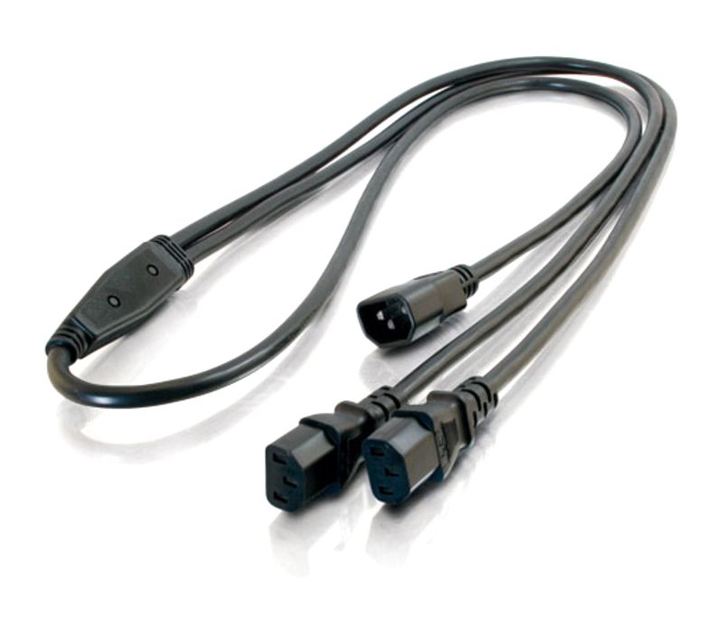 C2G 6ft 16 AWG 1-to-2 Power Cord Splitter (1 IEC320C14 to 2 IEC320C13) - 6ft