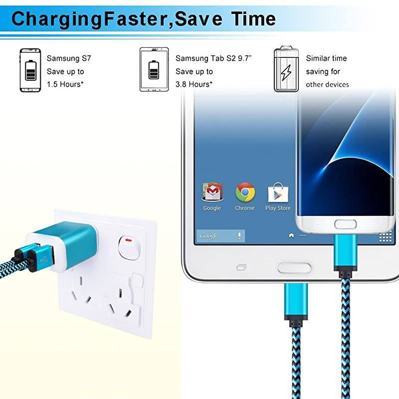 Android Charger with Wall Plug,  2.1A Dual Port USB Wall Charger Brick Block Charger Cube Box with 2Pack 6ft Micro USB Cable Phone Charger Cord for Samsung Galaxy S7 S6 Edge J3 J7, LG Stylo 5 3
