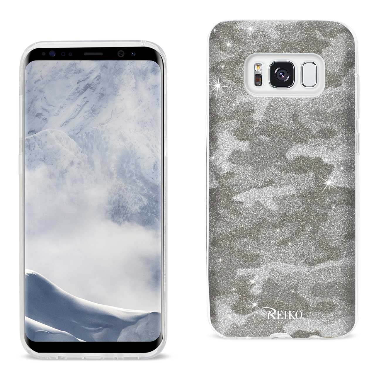 REIKO SAMSUNG GALAXY S8/ SM SHINE GLITTER SHIMMER CAMOUFLAGE HYBRID CASE IN BROWN