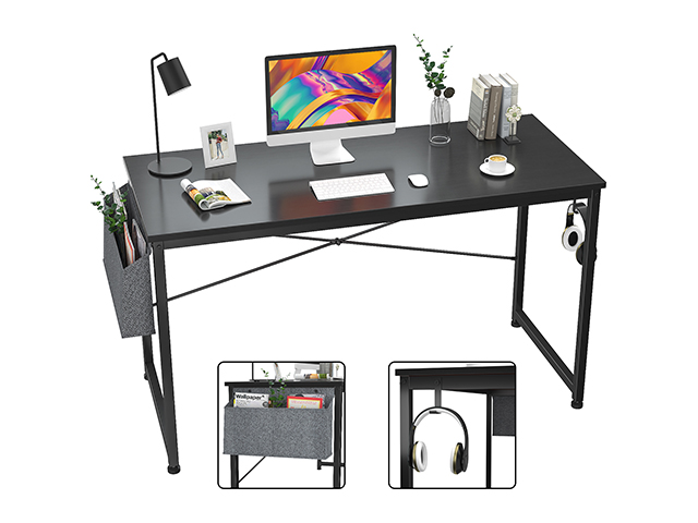 Computer Desk 47 inch Home Office Writing Study Desk, Modern Simple Style Laptop Table with Storage Bag,Rustic Black,GT104