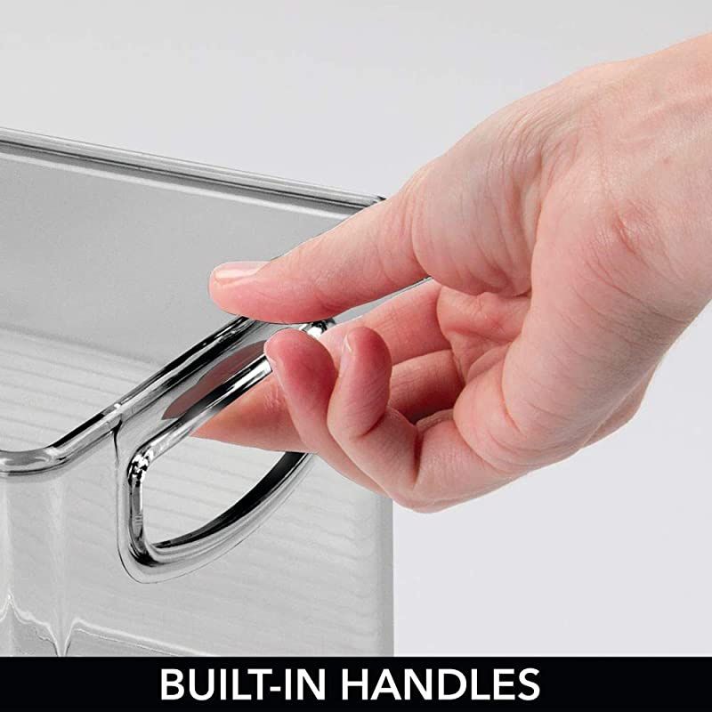 Plastic Stackable Household Storage Organizer Container Bin with Handles - for Media Consoles, Closets, Cabinets - Holds DVD's, Video Games, Gaming Accessories, Head Sets - 8 Pack - Smoke Gray