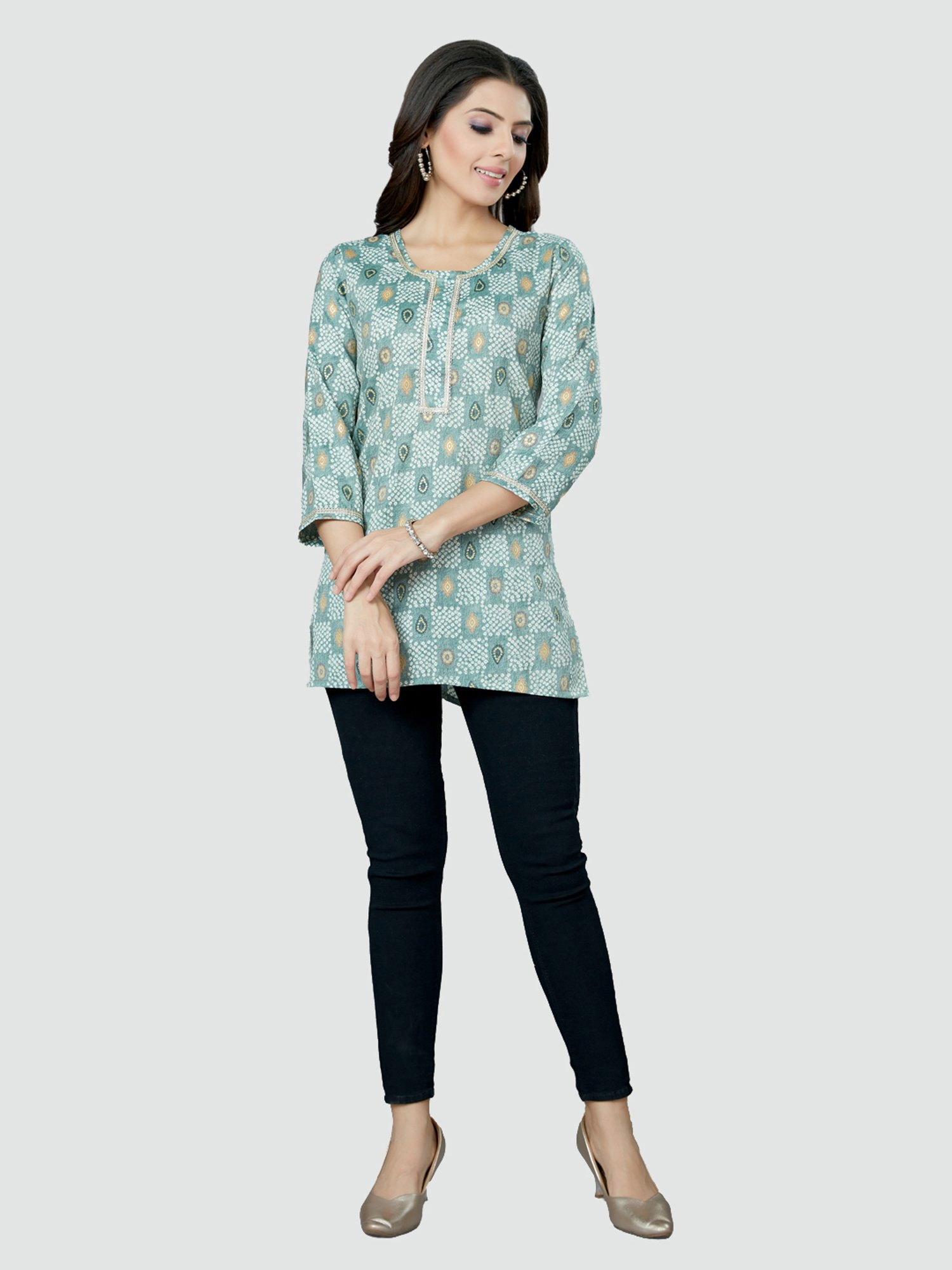 Saree Swarg Grey Printed Tunic