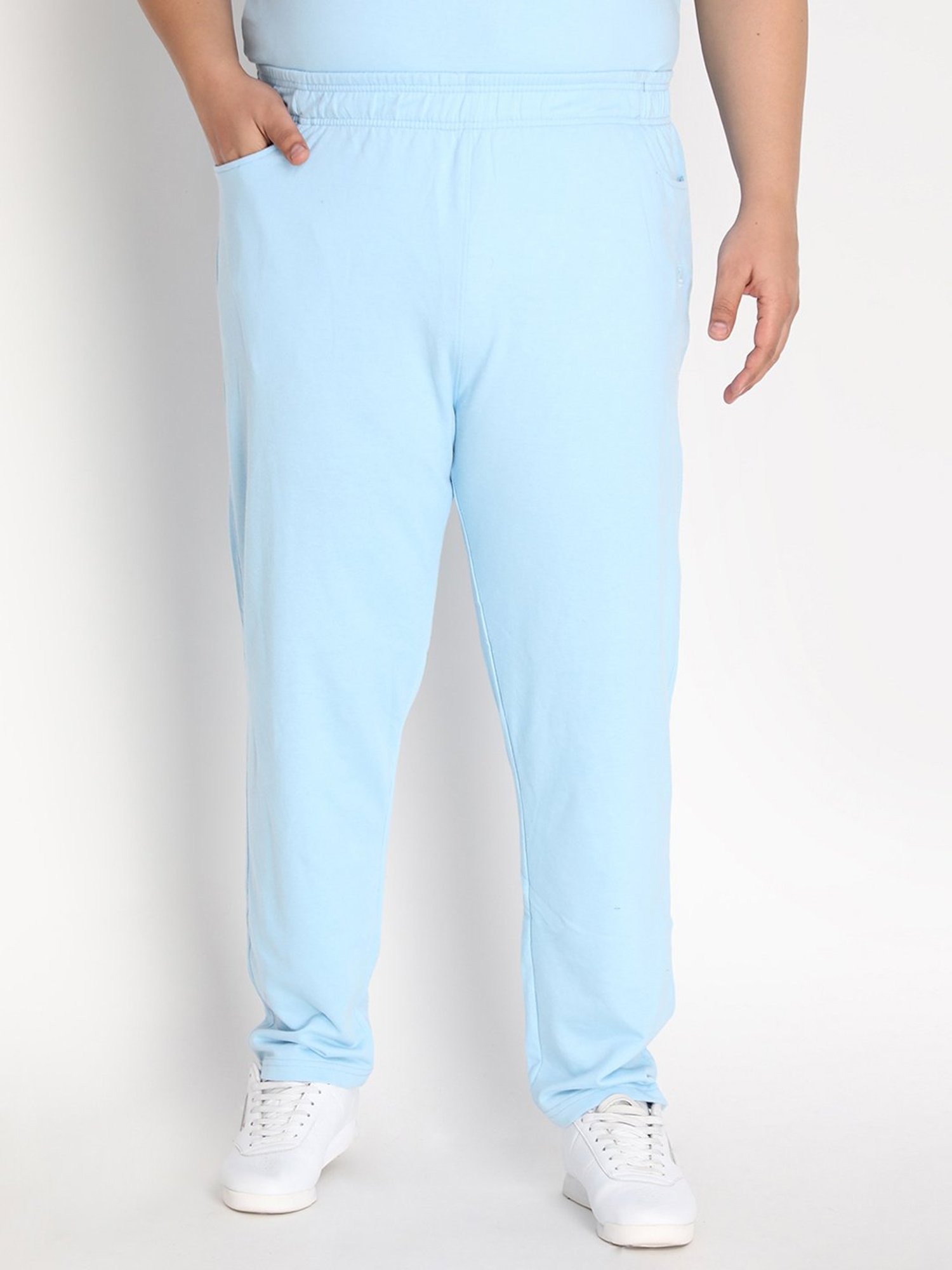 Chkokko Sky Blue Cotton Relaxed Fit Trackpants