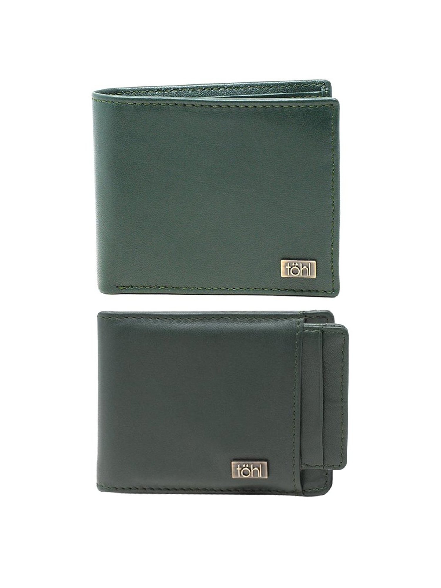 Tohl Viga Green Casual Leather Bi-Fold Wallet With Card Holder for Men