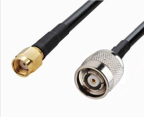 RF Jumper cable WiFi Wireless extension adapter RP-SMA male to RP-TNC male 10 foot RG-58 Jumper Made in the U.S.A.