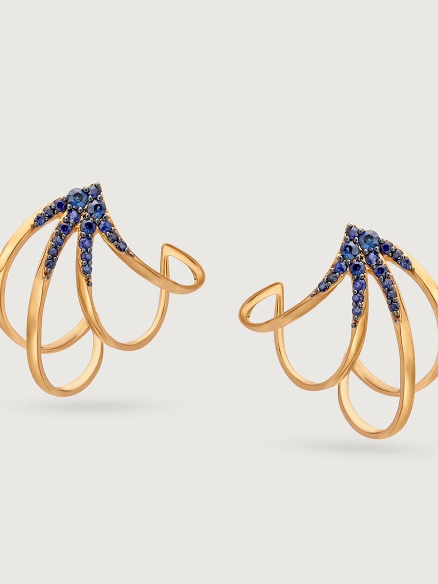 Mia by Tanishq Blue Sapphire Galaxy Trails 14k Gold Hoop Earrings