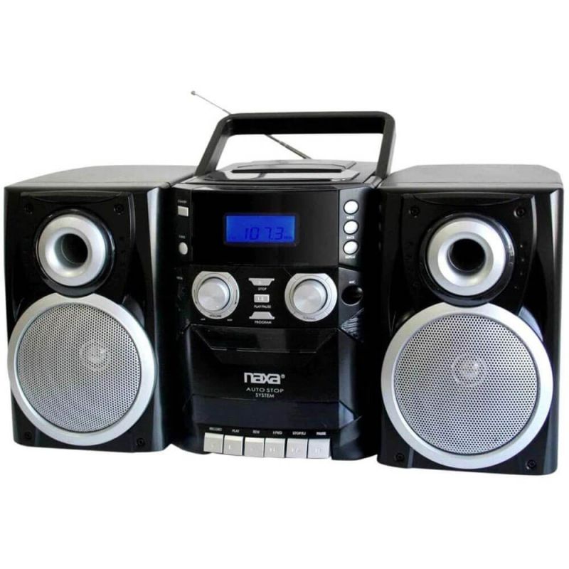 Naxa NPB426 Portable CD Player with AM/FM Radio, Cassette & Detachable Speakers