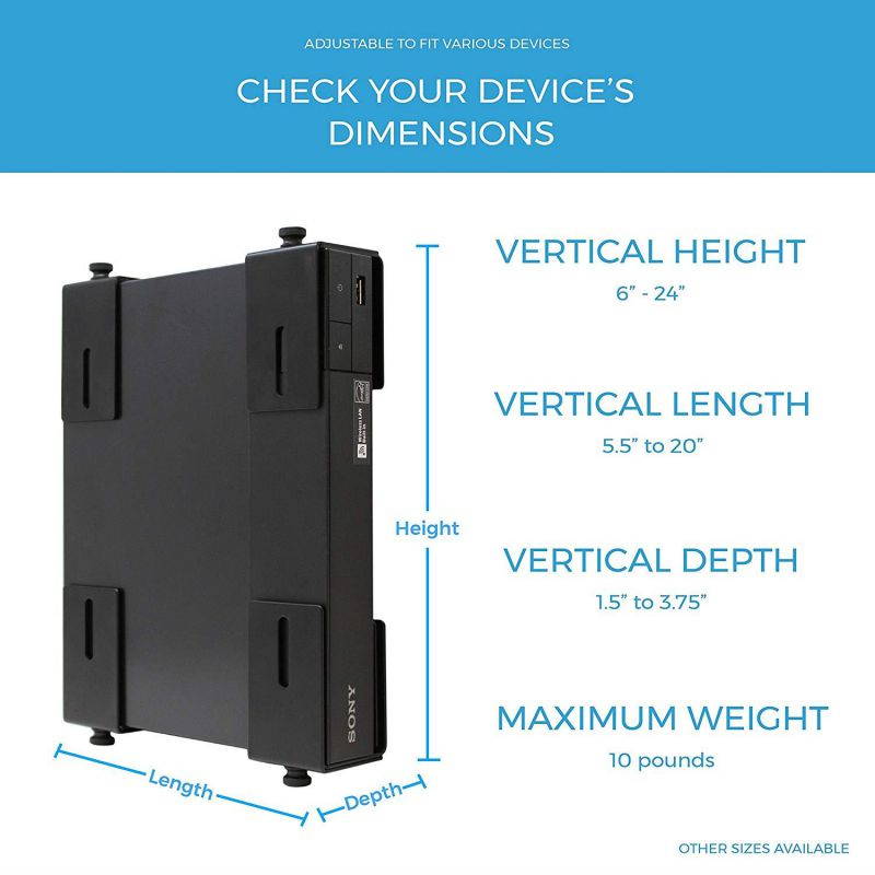HumanCentric Adjustable Device Wall Mount | DVD Players, Cable Boxes, Receivers, Set Top Box and Other A/V Equipment | Patent Pending
