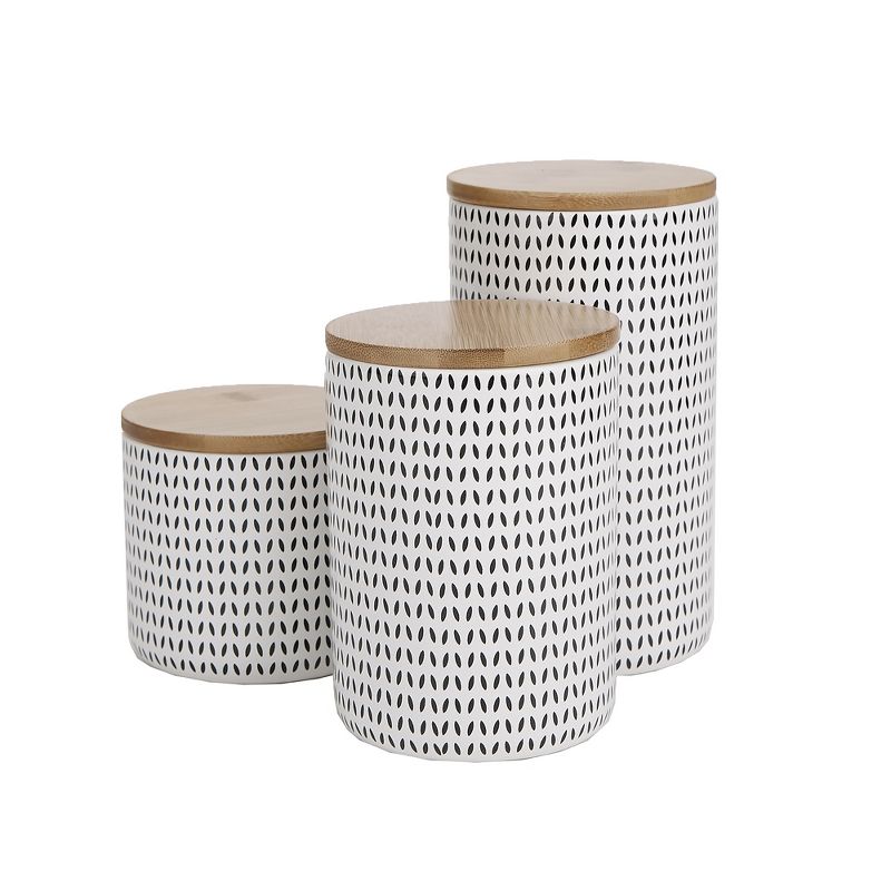 Mind Reader Ceramic Canister Set with Lids, 3 pc set, Blue