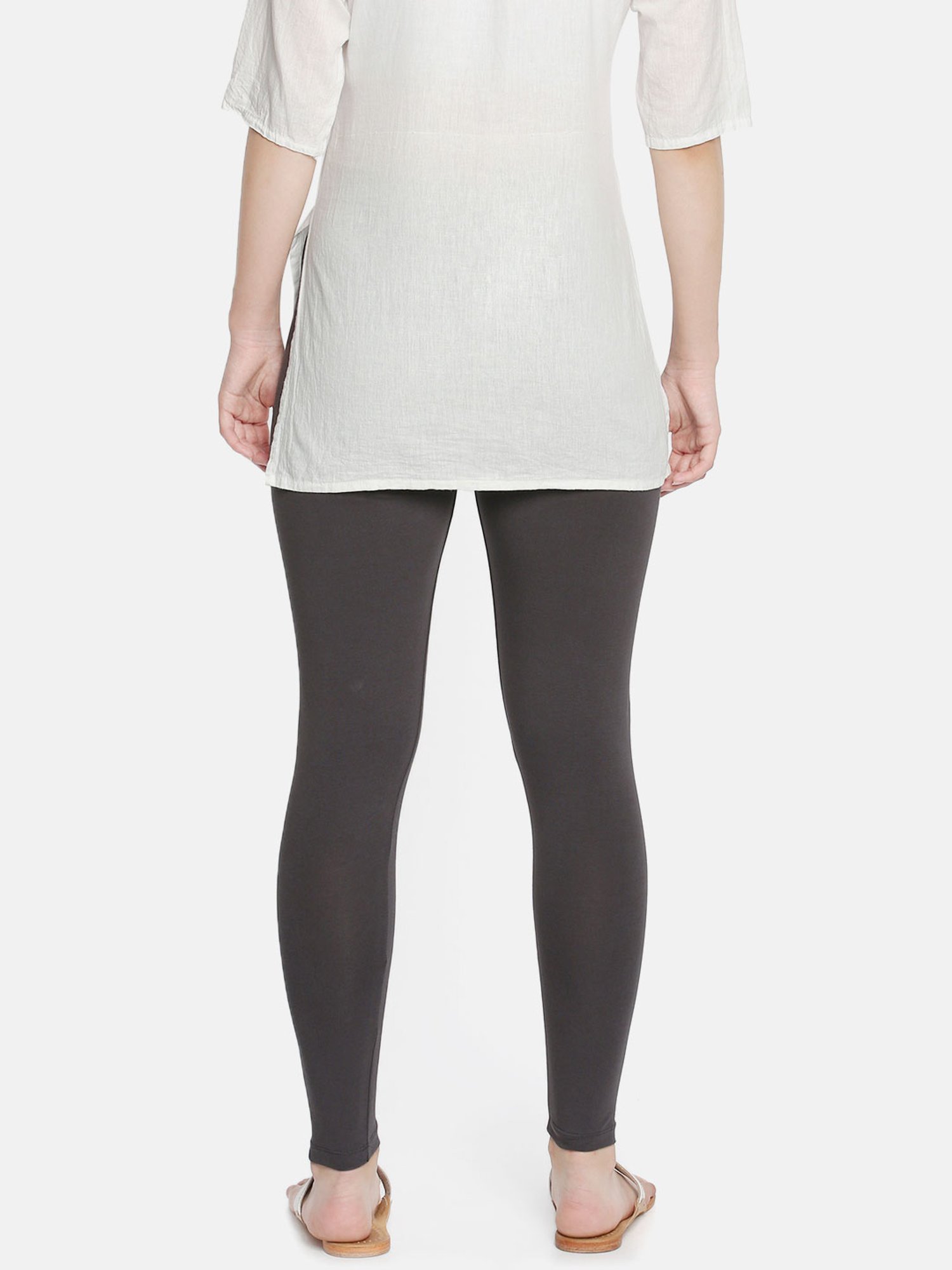 Dollar Missy Yellow & Charcoal Grey Cotton Leggings (Pack of 2)