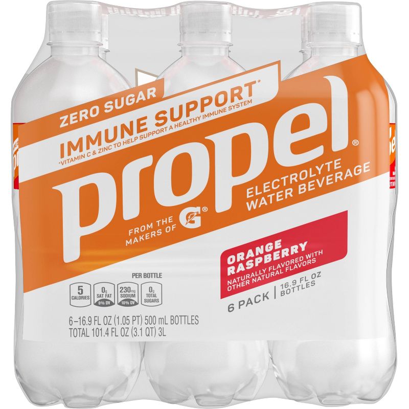 Propel Immunity Support Orange Raspberry Water - 6pk/16.9 fl oz Bottles