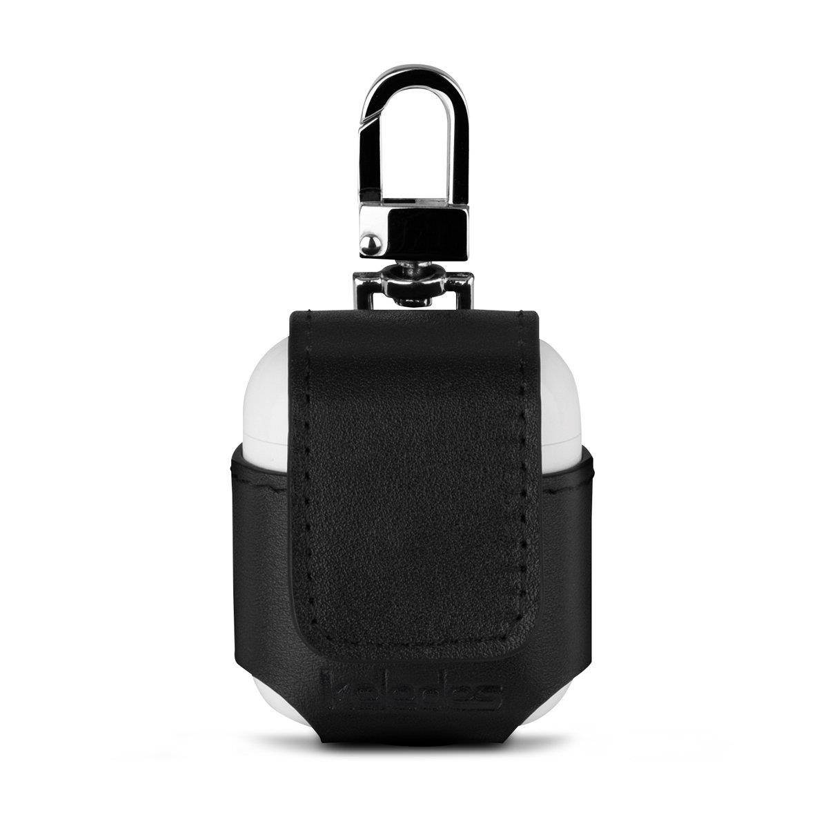 AirPods Case,Apple Airpods Case Keledes AirPods Cover Protector,Premium Genuine Leather Case Flip Cover with Metal Closure Buckle for Apple Wireless Earphone,Black