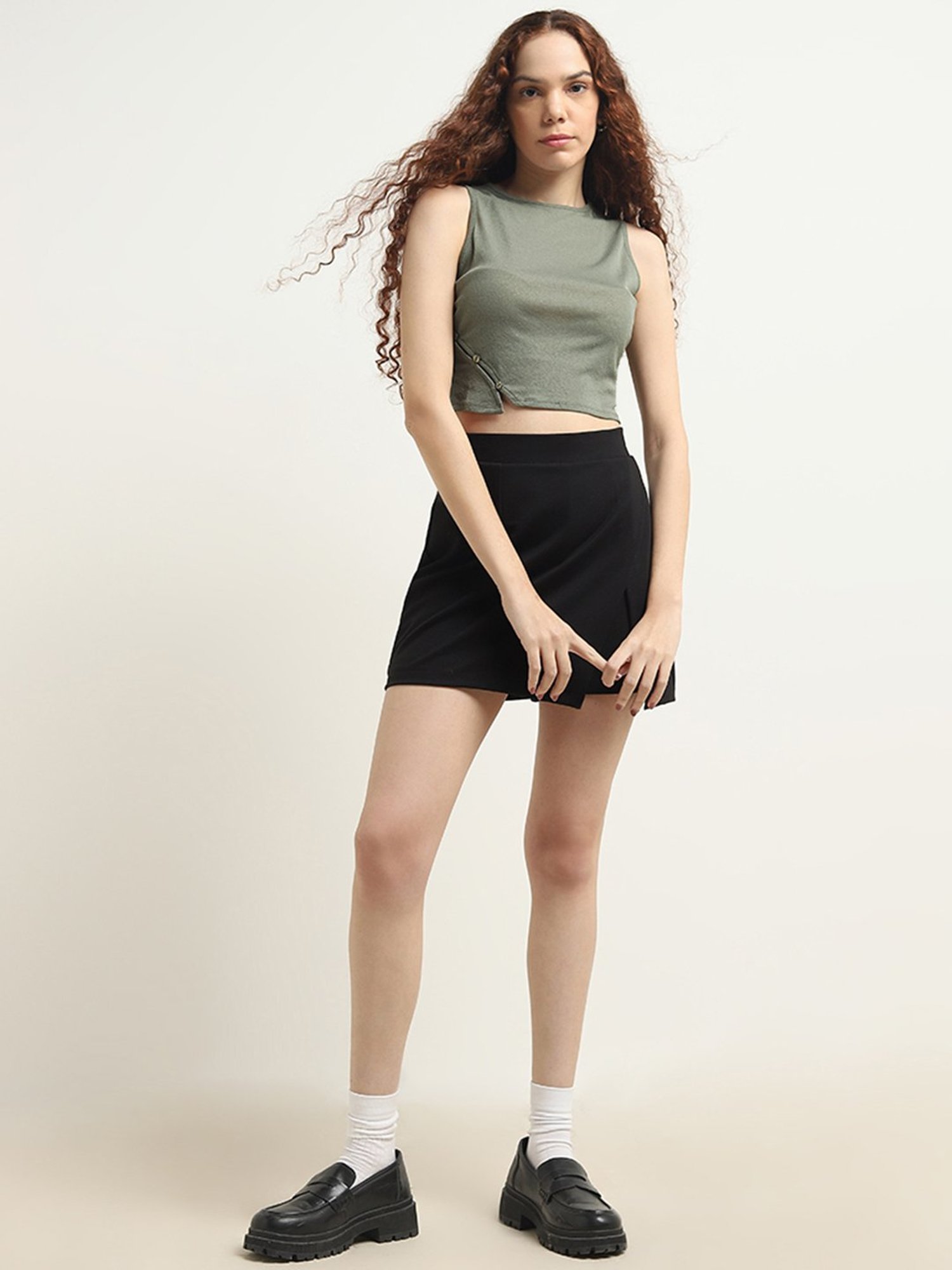 Nuon by Westside Olive Crop Top