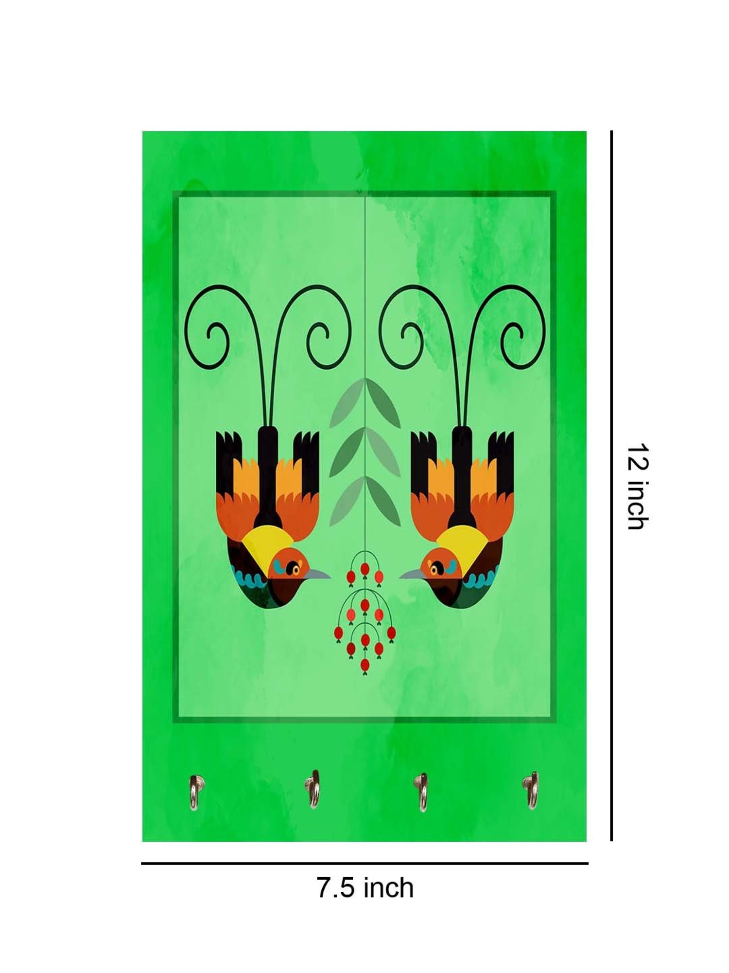 999Store Green & Orange MDF  Key Holder - Set of 1