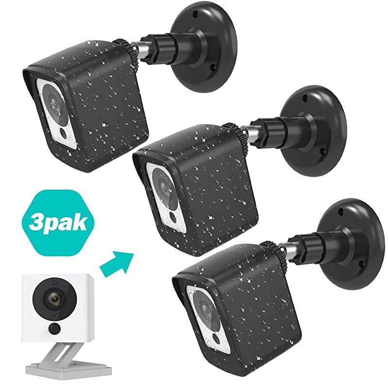 Wyze Cam Camera Wall Mount Bracket Weather Proof 360 Degree Protective Adjustable Housing Mount and Cover for Wyze Cam V2 V1 and Ismart Spot Camera Indoor Outdoor Black3 Pack