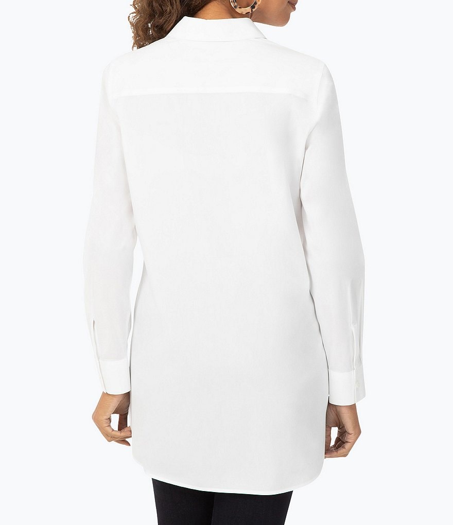 Foxcroft Vera Long Sleeve Point Collar Neck Stretch Non-Iron Button Front Tunic