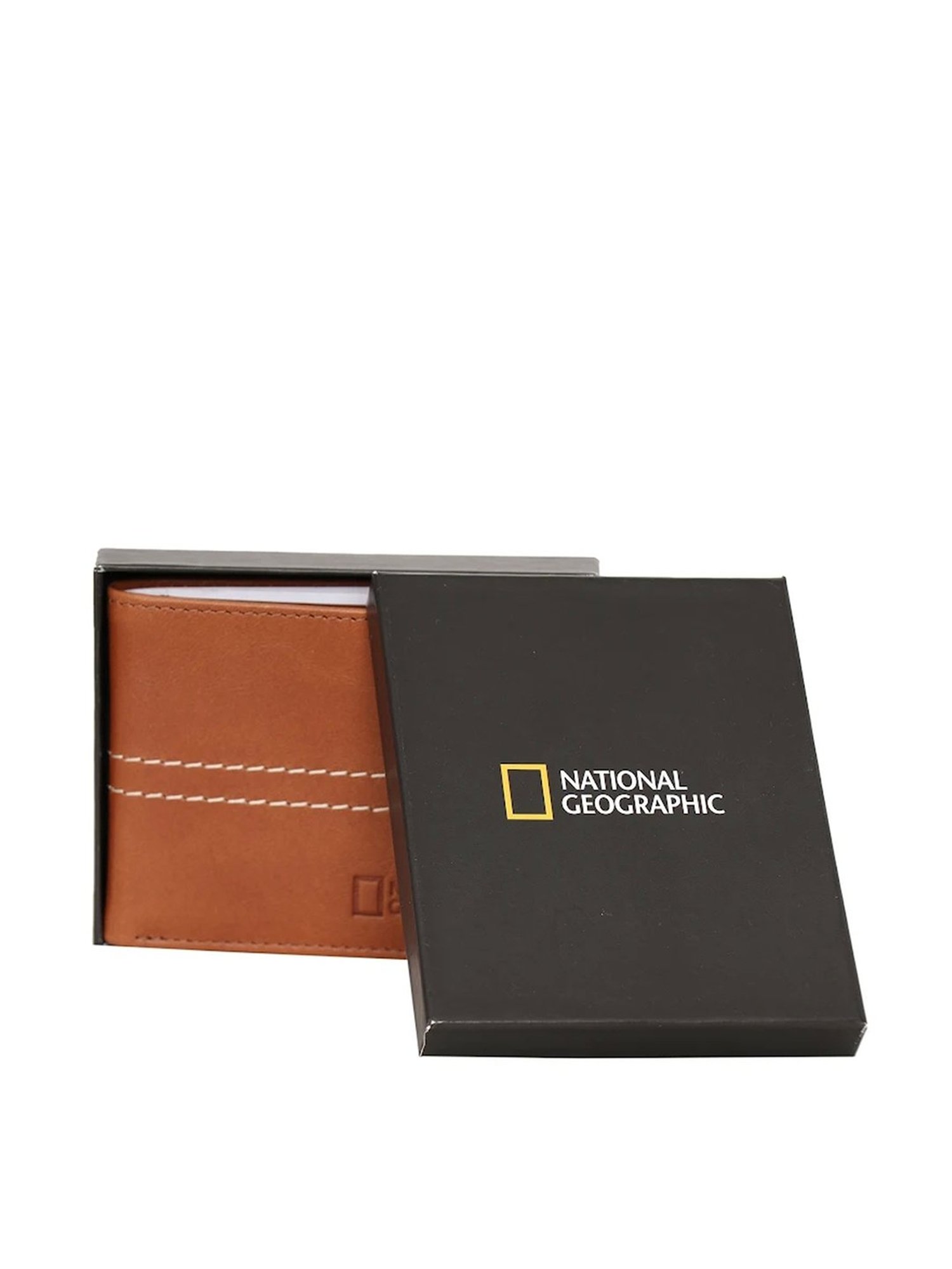 National Geographic Tan Solid Rfid Bi-Fold Wallet for Men