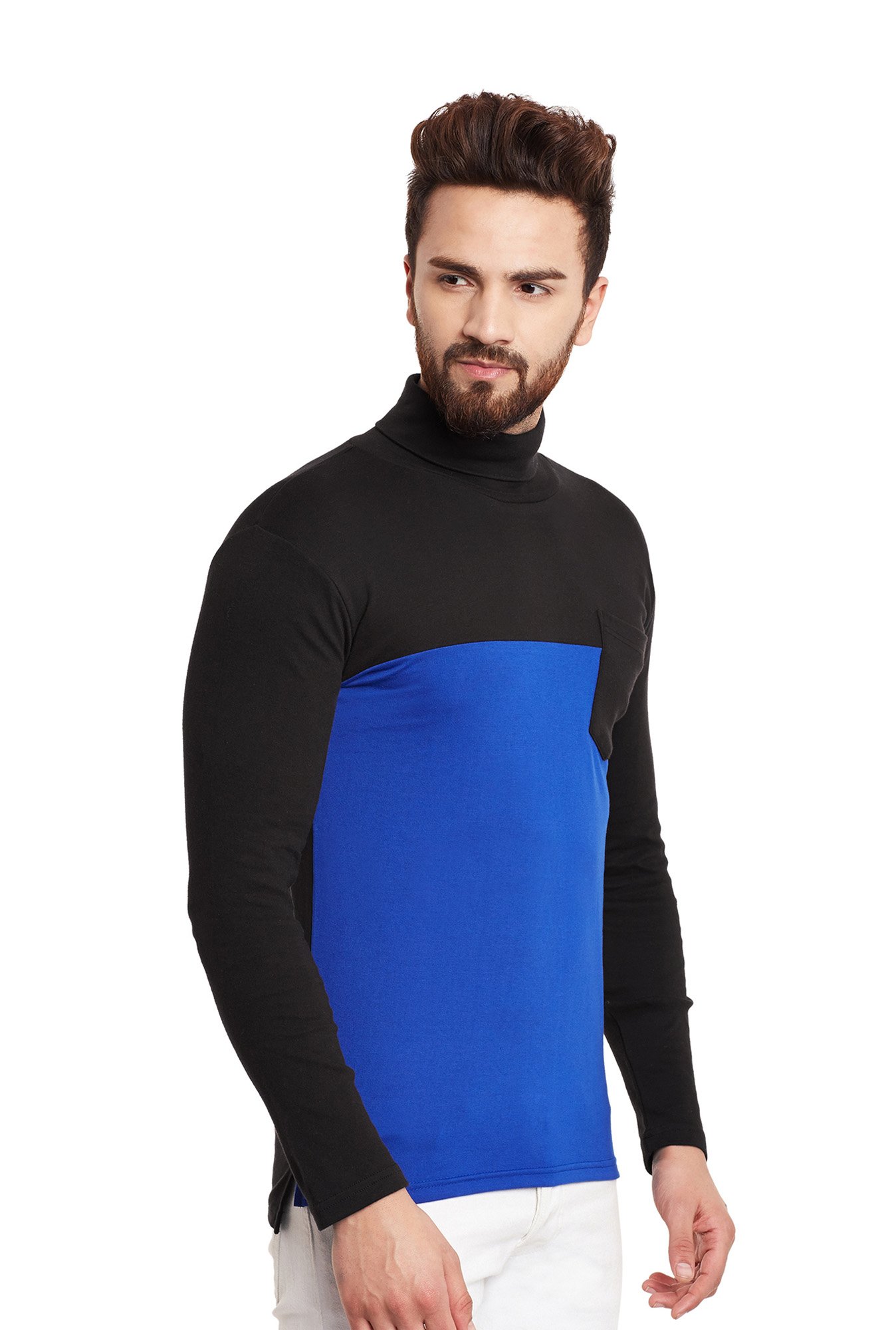 Hypernation Ink Blue Full Sleeves Regular Fit T-Shirt