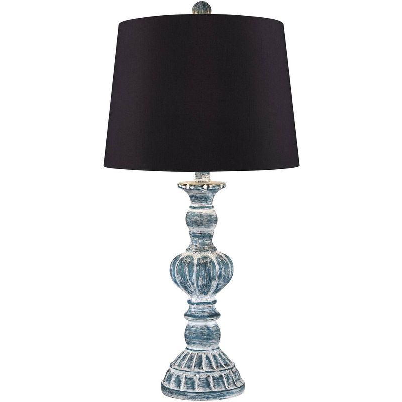 Regency Hill Tanya Blue Wash Black Shade Table Lamps Set of 2