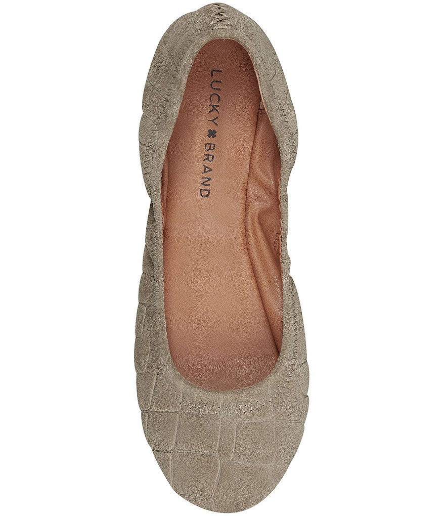 Lucky Brand Emmie Croco Embossed Suede Leather Ballet Flat
