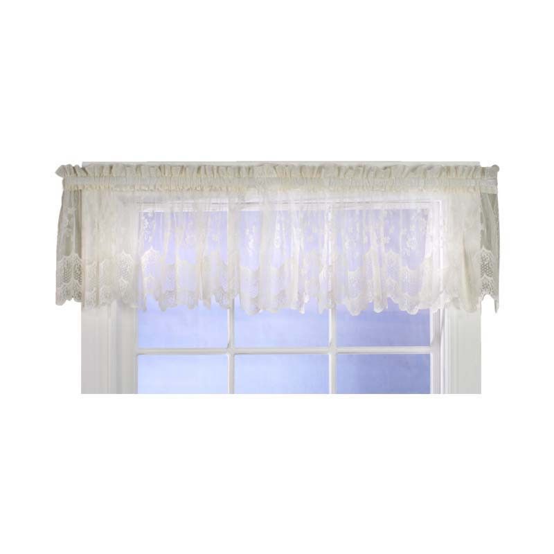 Commonwealth Habitat Mona Lisa Jacquard Scalloped Lace Tailored Valance - 56"x"15 in Shell Color