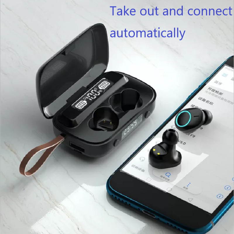 Bluetooth5.1 ture wireless earbuds TWS Deep Bass Earphone, 100H Playtime with LED charging case,IPX7 Waterproof Headset,Touch control & Built-in Mic for Run/Workout/Gym, with Clock alarm/flashlight