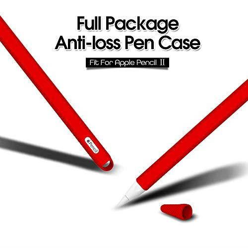 Silicone Case Compatible with Apple MU8F2AMA Pencil 2nd Generation Holder Sleeve Skin Pocket Cover Accessories for iPad Pro 3rd GenerationProtective Nib Covers Red