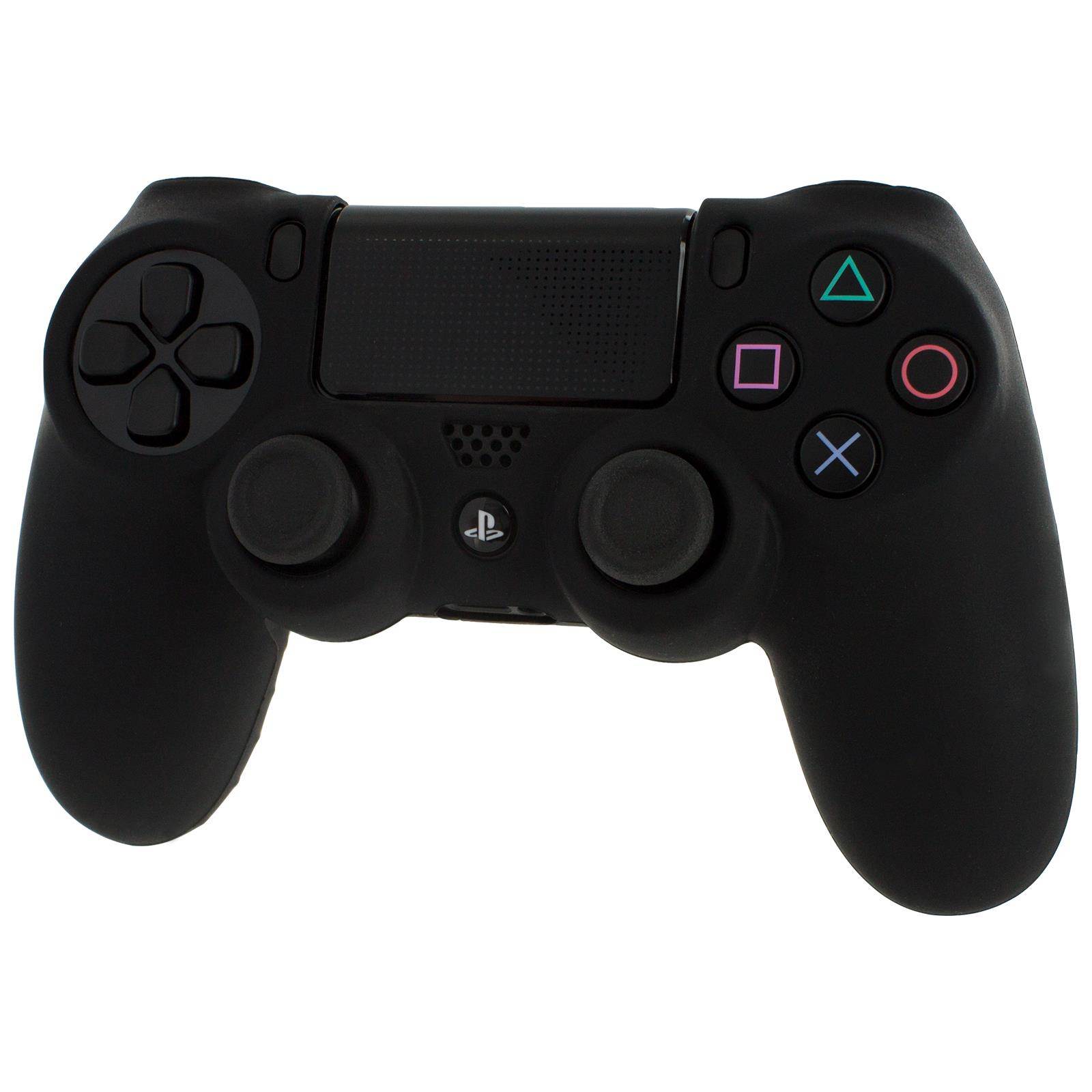 ZedLabz soft silicone rubber skin grip cover for Sony PS4 controller with ribbed handle - black