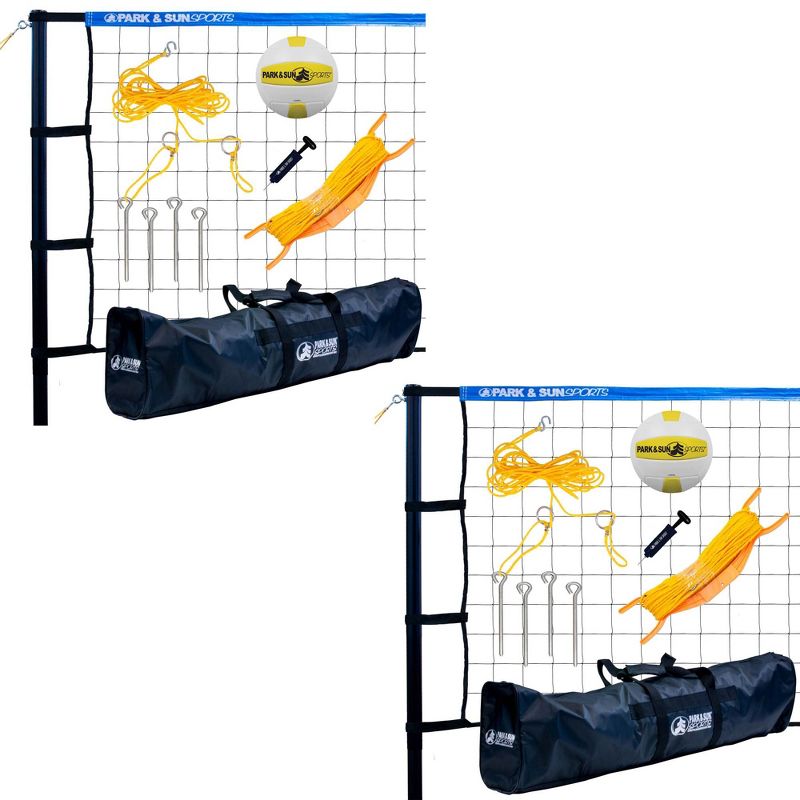 Park & Sun Sports Spectrum Portable Outdoor Tournament Volleyball Set (2 Pack)