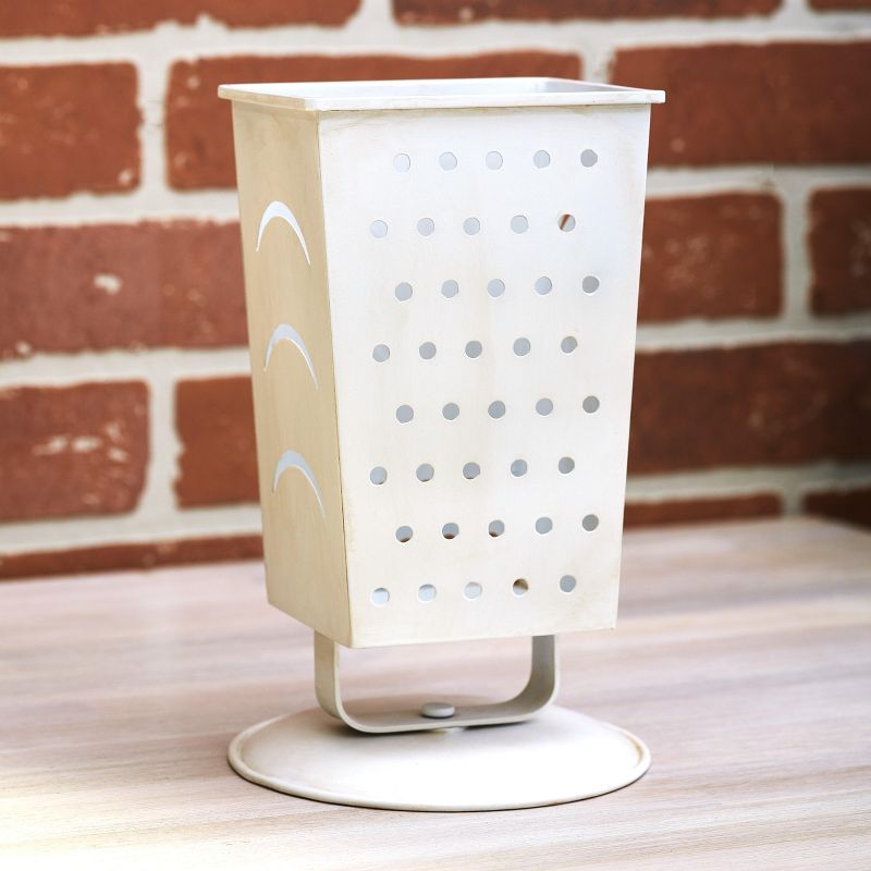 Lakeside Utensil Holder with Cheese Grater, Distressed Enamel Design
