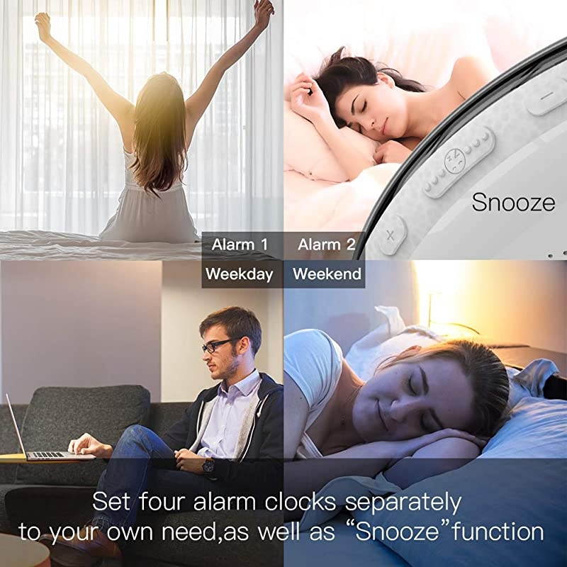 Smart Wake Up Light, WiFi Smart Sunrise/Sunset Simulation Alarm Clock, 2nd Generation Sleep Aid Digital Alarm Clock with 7 Colors/4 Alarms/FM Radio/Snooze Night Light ,Work with Alexa