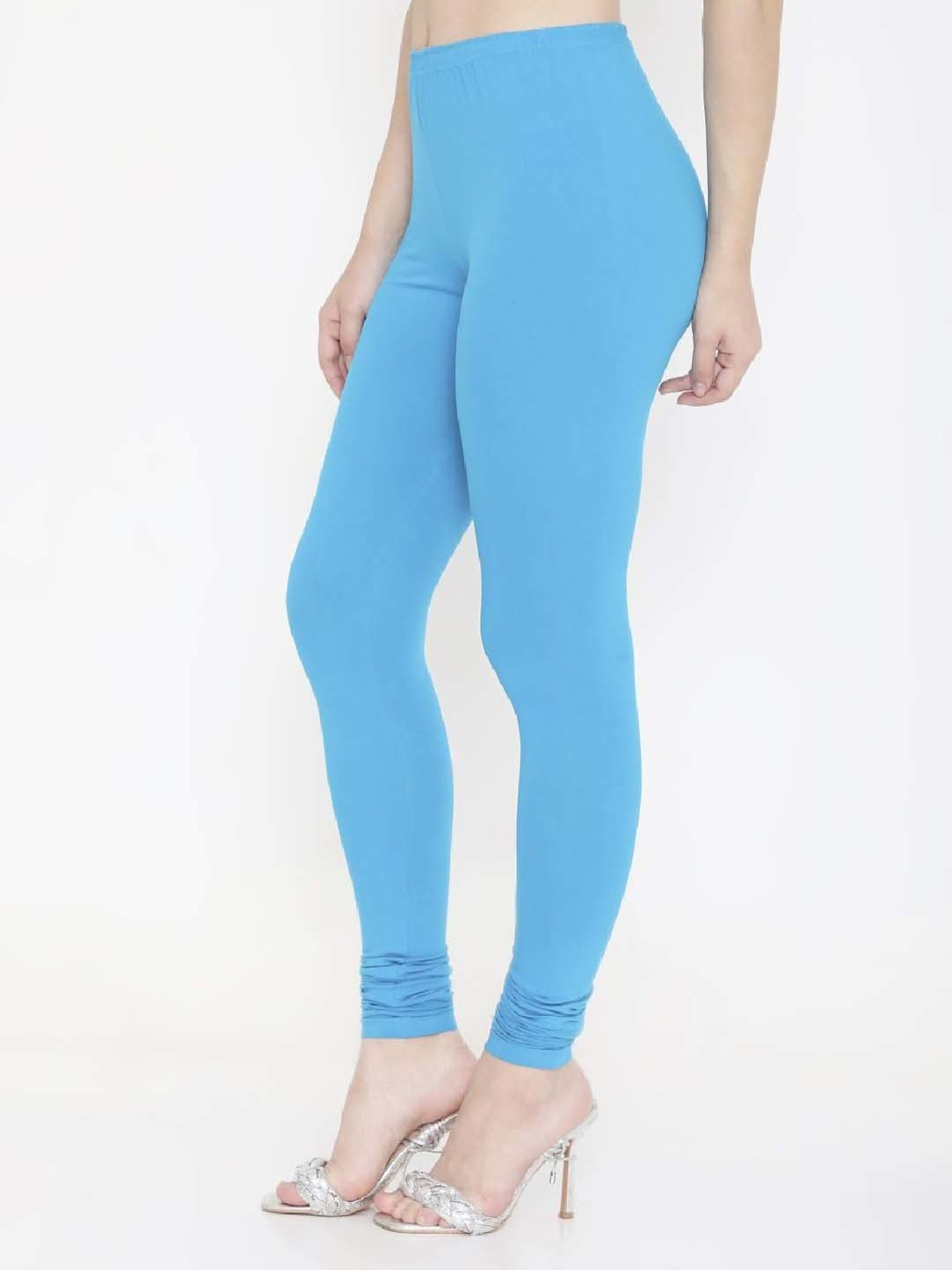 FEELINGS Blue Plain Churidar Leggings