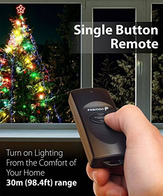Fosmon C-10683 Wireless Remote Control Outdoor Electrical Outlet Switch Weatherproof Heavy Duty 3-Prong Plug-in ETL Listed (Battery Included), 1 PACK