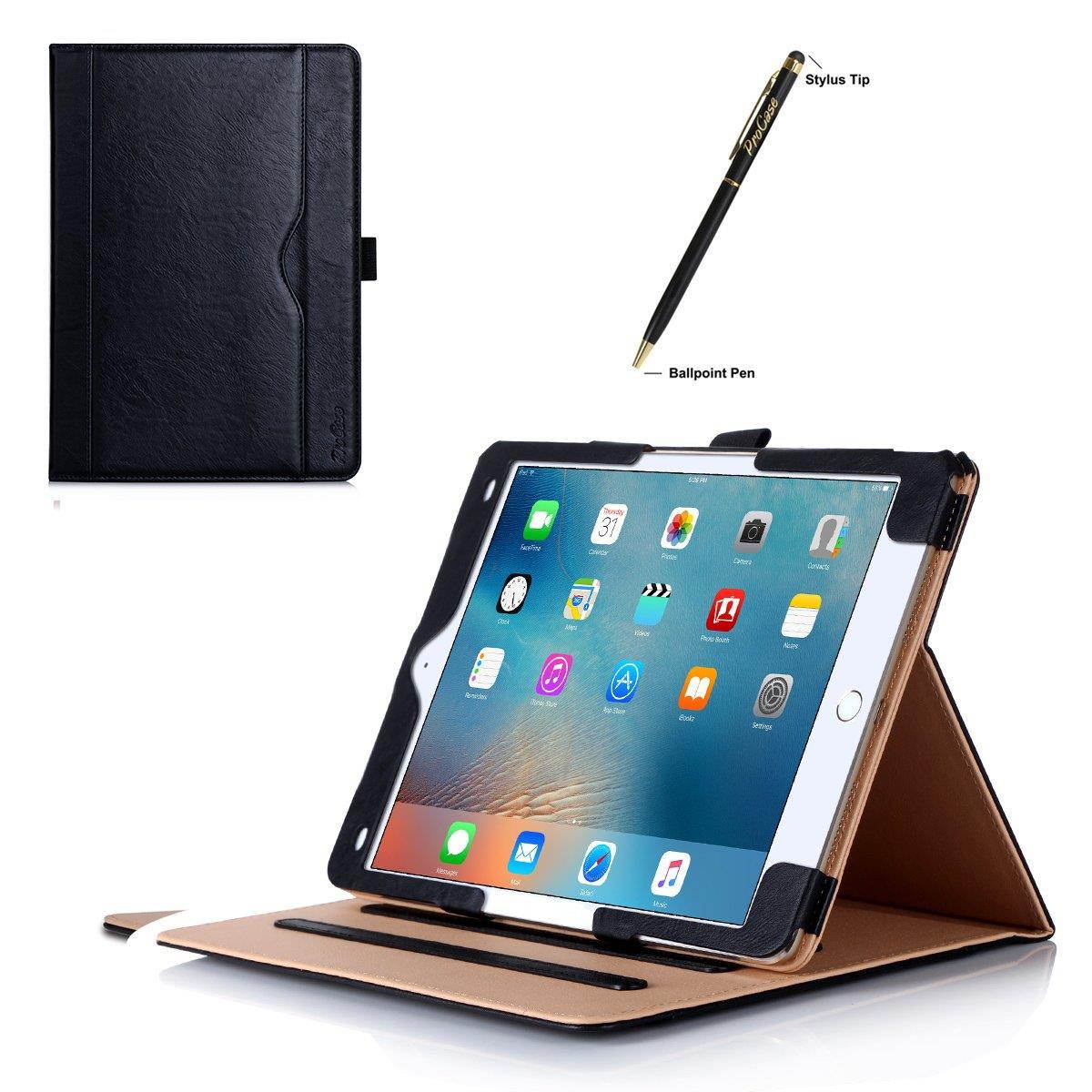 iPad Pro 9.7 Case - ProCase Stand Folio Case Cover for Apple iPad Pro 9.7 Inch 2016, with Multiple Viewing Angles, Document Card Pocket (Black)