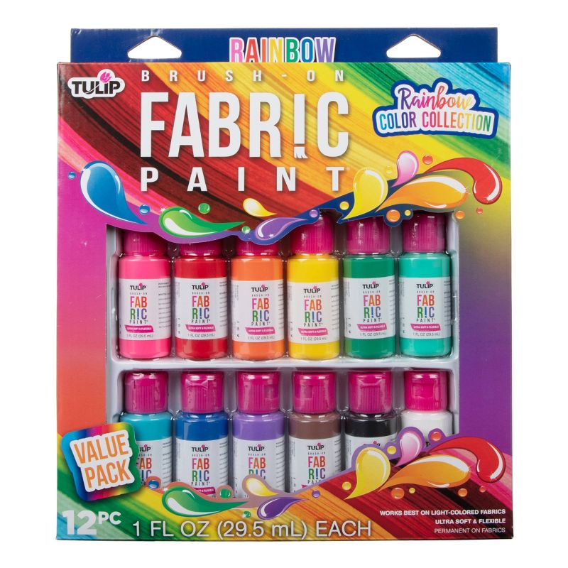 12pk Brush-On Fabric Paint Rainbow Color Collection - Tulip Color