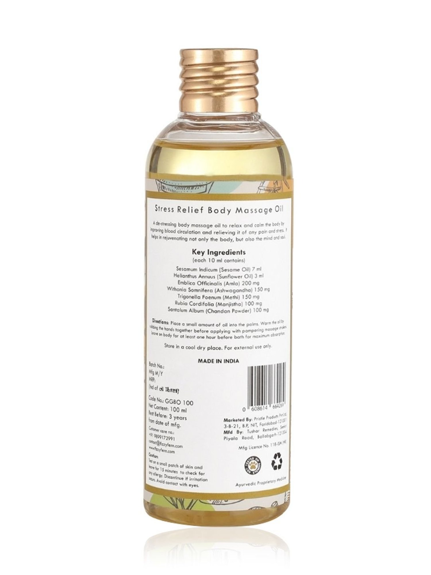 Fizzy Fern Indian Gooseberry & Ginseng Body Massage Oil - 100 ml